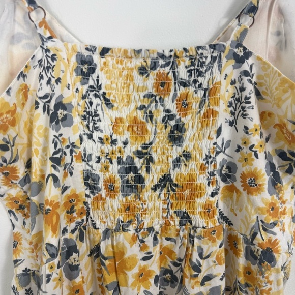 Joie Floral Mommy and Me Cotton Blend Yellow Gray Thin Strap Maxi Tier Dress 2 - Picture 6 of 13